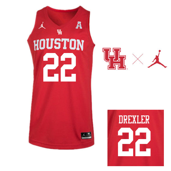 Jordan Brand Men #22 Clyde Drexler Houston Cougars College Basketball Jerseys Sale-Red